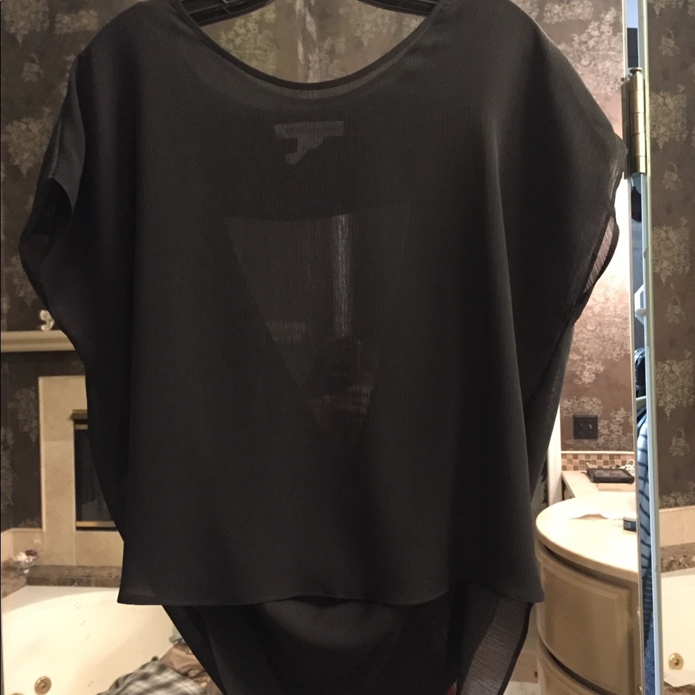 Flirty fun black semi sheer top